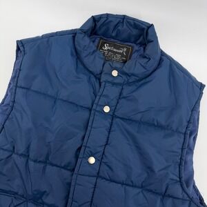 Sportswear Quilted Puffer Vest Navy Blue Snap Front Men's Large